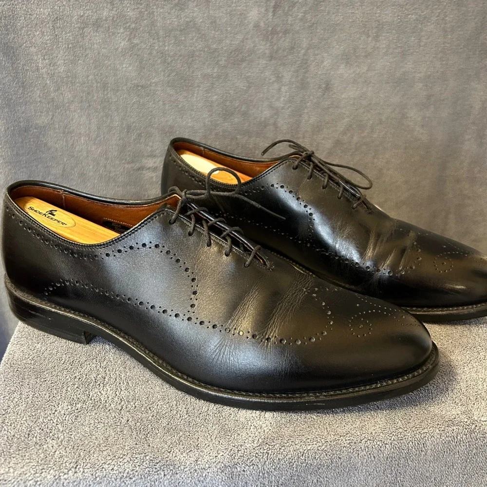 Allen Edmonds Fairfax Medallion Toe Mens 11 D Oxford Black Lace Up Dress Shoes